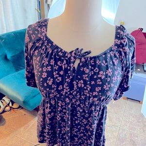 Lane Bryant 18-20 Peasant Blouse in Pink and Purple